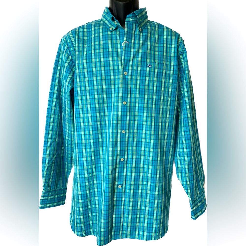 Southern Tide Wentworth Plaid Sport Shirt NWT Button Up Scuba Blue Classic Fit M